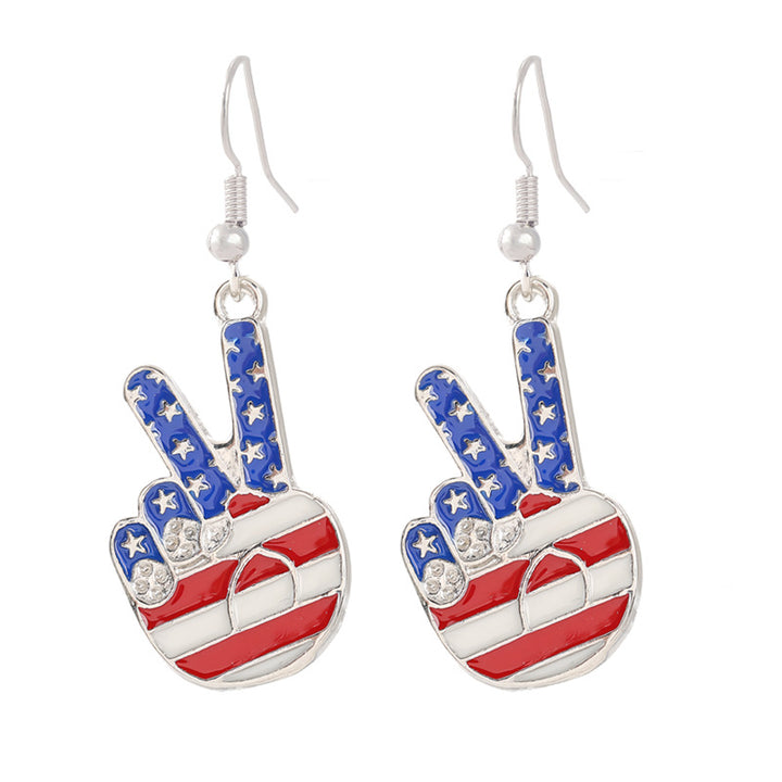 Ladies enamel earrings horseshoe with star stripe motif Bowlift