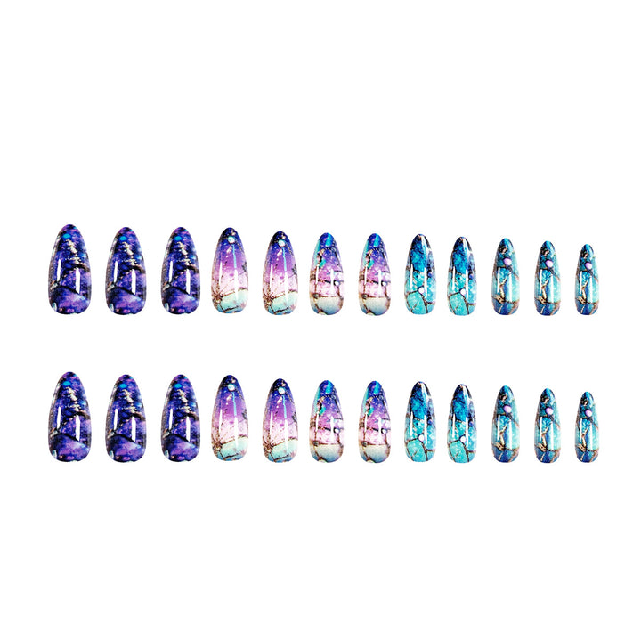 Exclusive stiletto artificial nails with glitter and ombre design Bowlift
