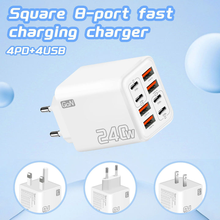 GaN high-speed USB-C and USB-A multiport travel charger with foldable UK plug Bowlift