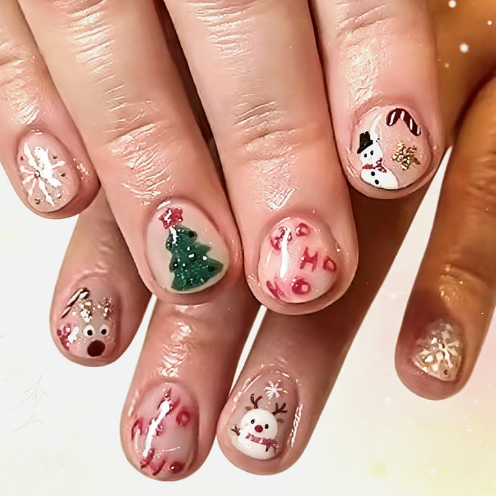 Themed Holiday Press-On Nail Art Bowlift