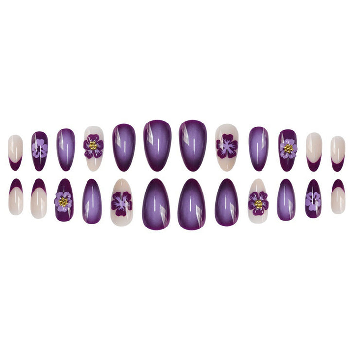 Artistic Floral Press-On Nails with 3D Accents Bowlift
