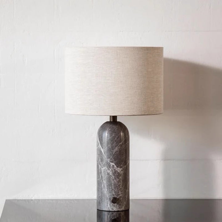 Contemporary Marble Table Lamp with Soft Linen Shade