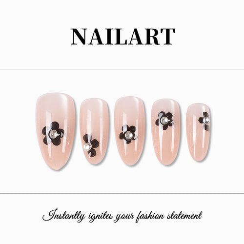 Floral Accent Press-On Nail Set Bowlift