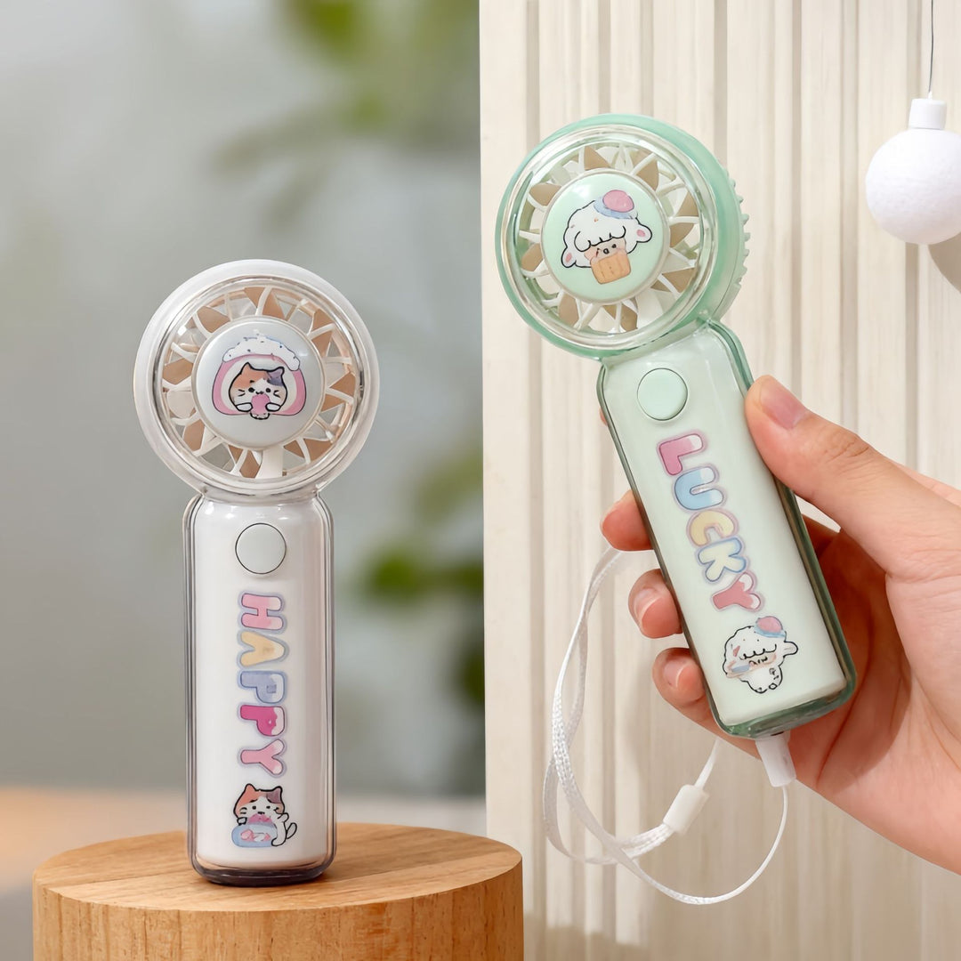 Ladies Portable Hand Fan with Cute Animal Design Bowlift
