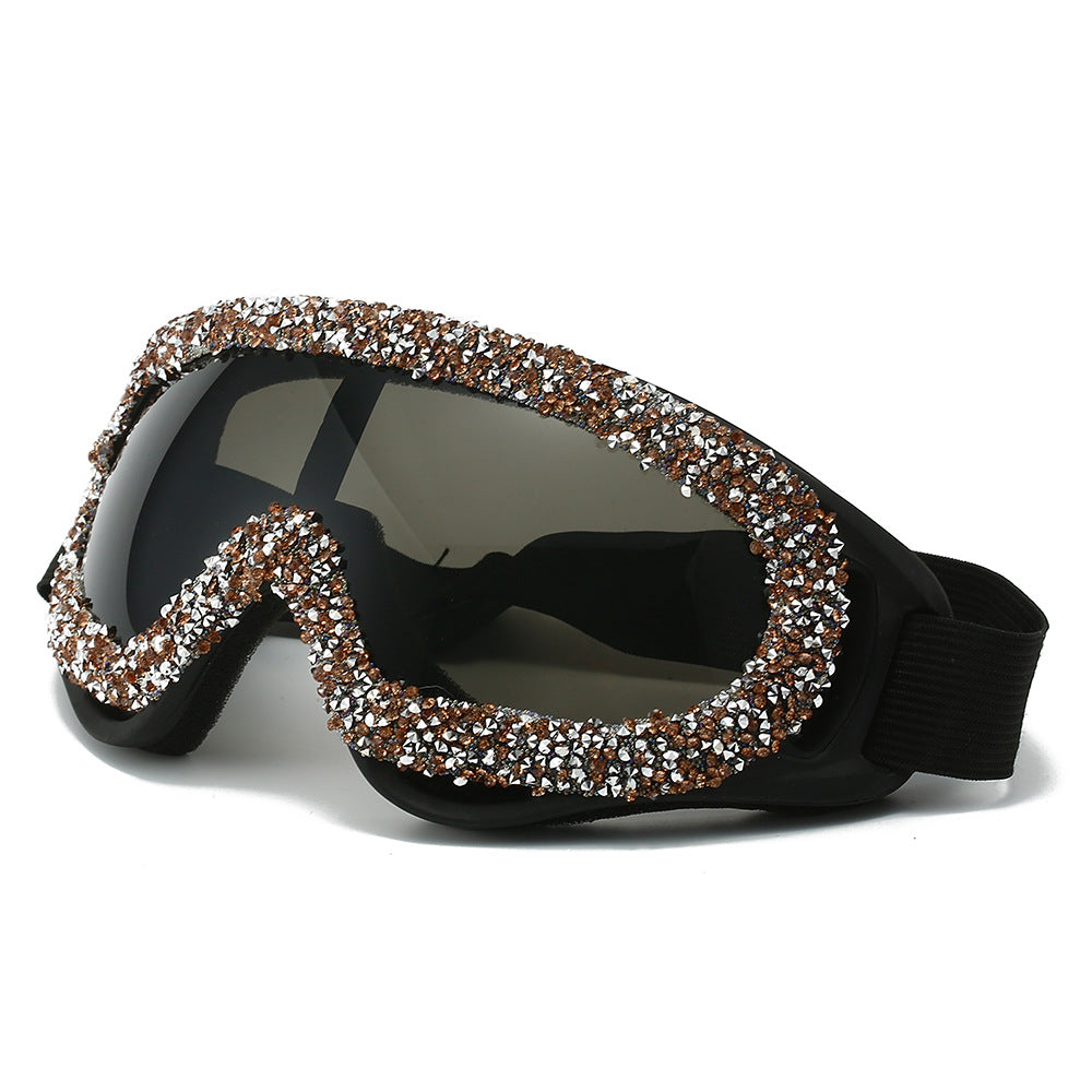 Ladies sporty ski goggles with glamorous crystal embellishments Bowlift