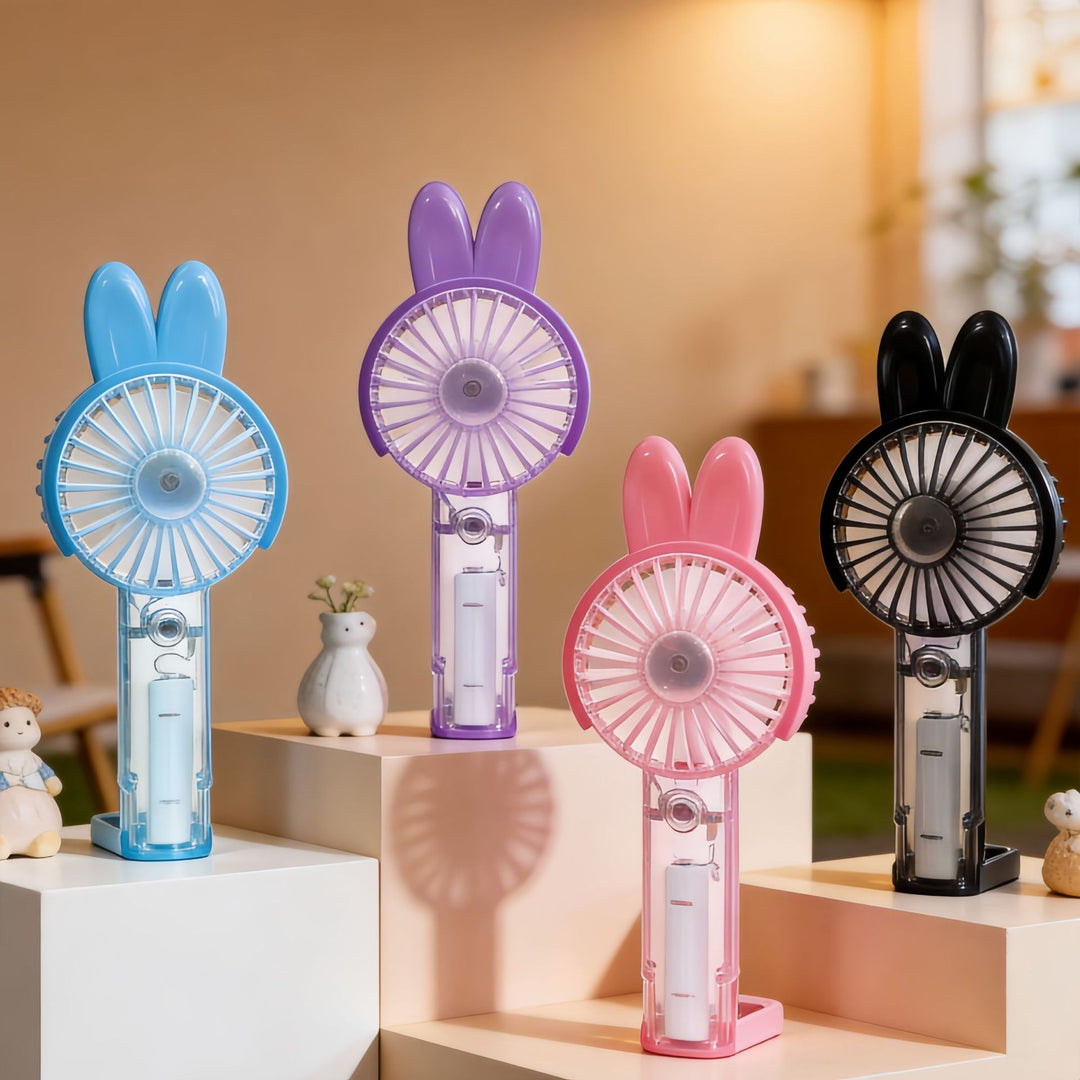 Women's portable hand fan with cute bunny design Bowlift