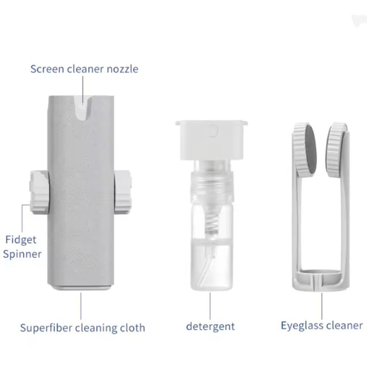 Portable electric eyeglass cleaning kit with microfiber cloth spray and compact storage Bowlift