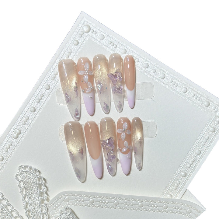 Floral-Inspired Stiletto Press-On Nail Design Bowlift