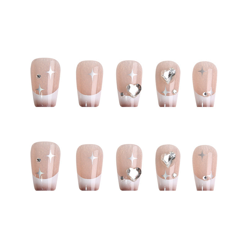 Acrylic nail set with sparkling crystal decorations Bowlift