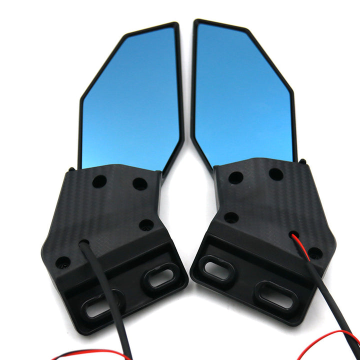 Motorcycle mirror set with integrated LED turn signal Bowlift