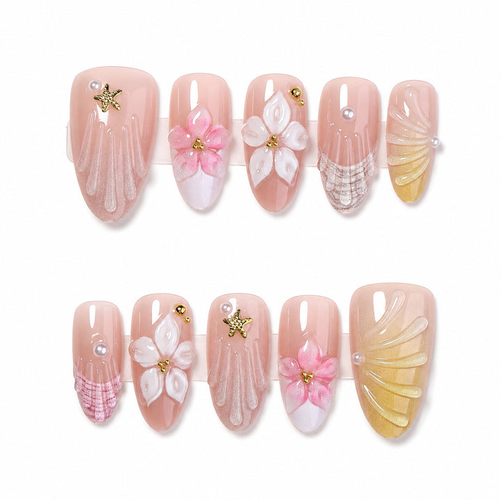 Premium Artifical Nails with Floral Designs Bowlift
