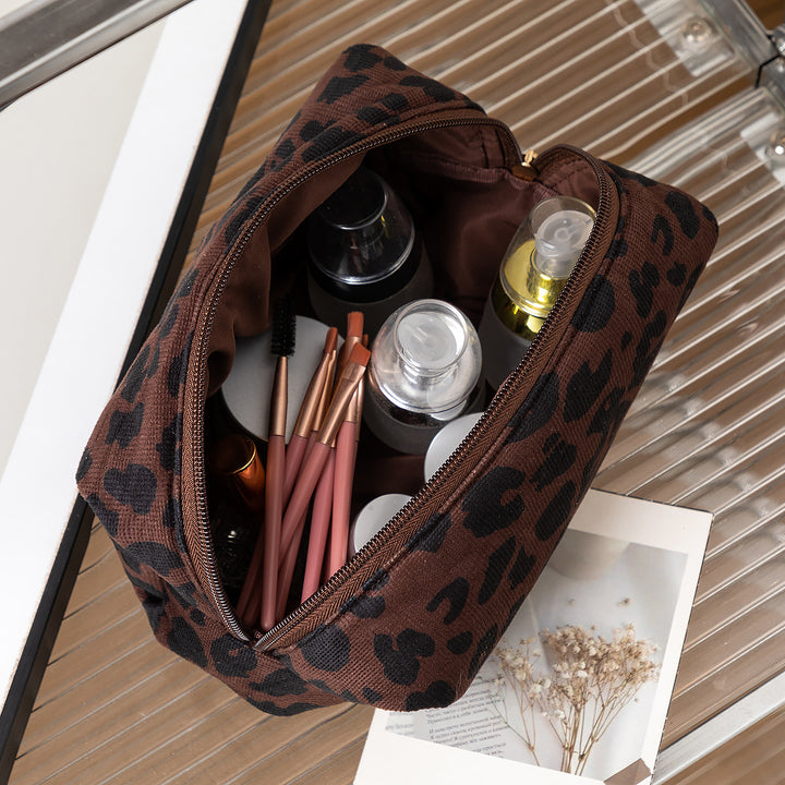 Textured Leopard Print Pencil Case Bowlift
