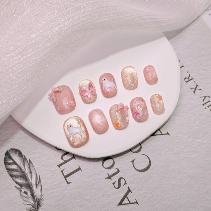 Elegant French Tip Press-On Nails Bowlift