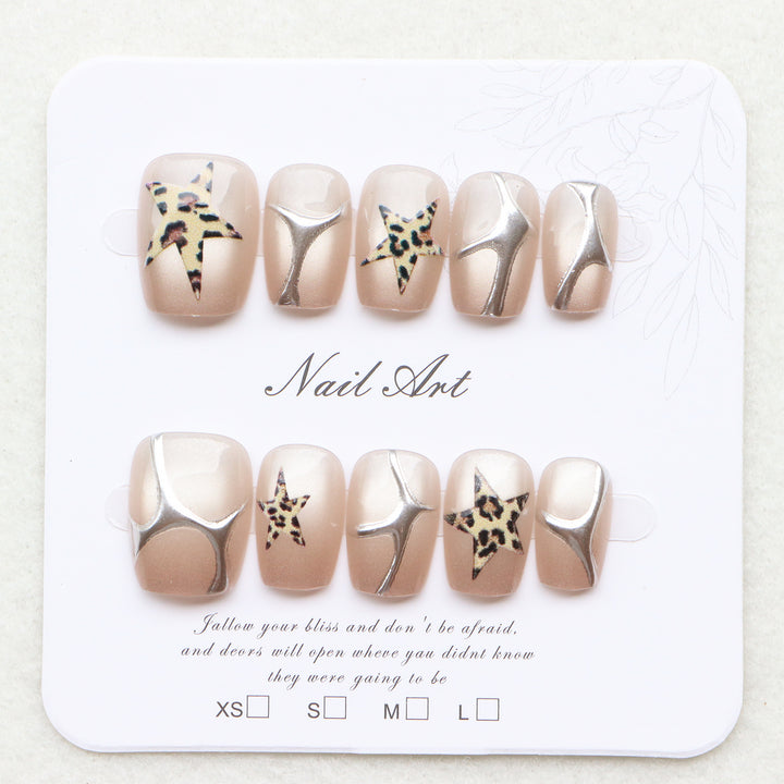 Decorative Press-On Nail Art Set with Star Accents Bowlift