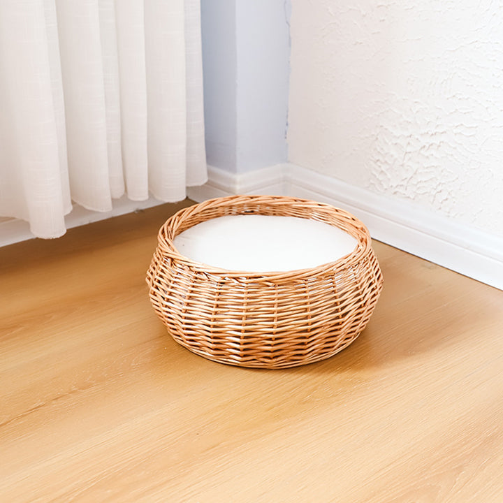 Handcrafted Round Wicker Storage Basket Bowlift