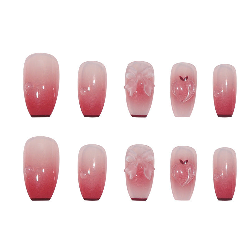 Elegant Long Press-On Nails with Floral Accents Bowlift
