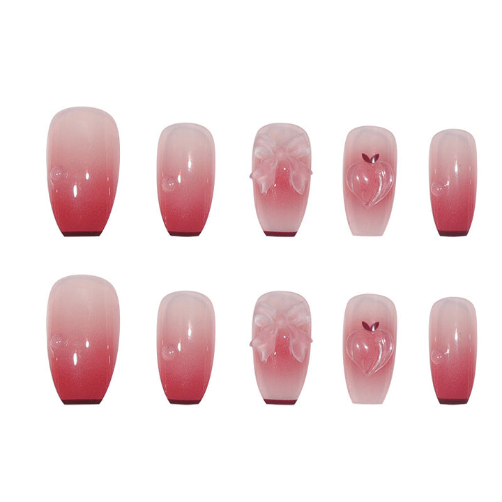 Elegant Long Press-On Nails with Floral Accents Bowlift