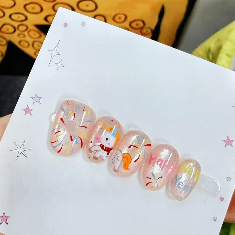Whimsical Bunny-Themed Press-On Nail Art Set Bowlift