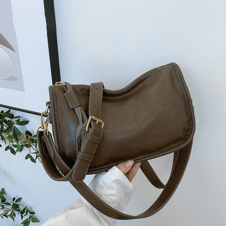 Premium Textured Leather Shoulder Bag Bowlift