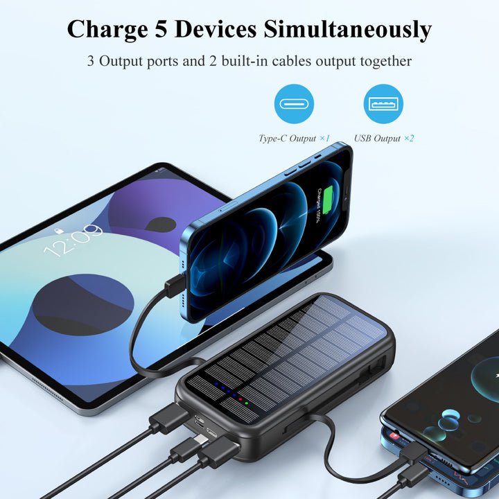 Solar Powerbank with Integrated Fast Charging Function and Usb-C Cable Bowlift
