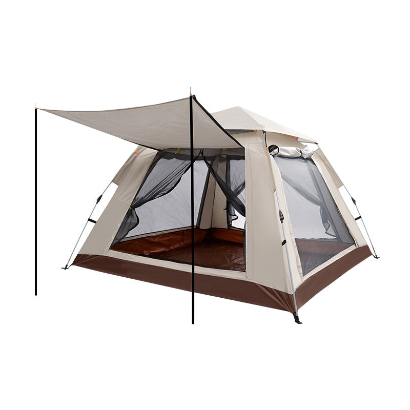 Camping tent with spacious interior and expandable sun protection Bowlift