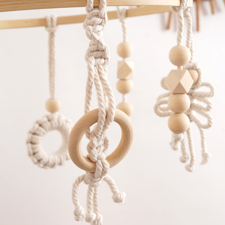 Macrame Baby Mobile with Natural Beads Bowlift