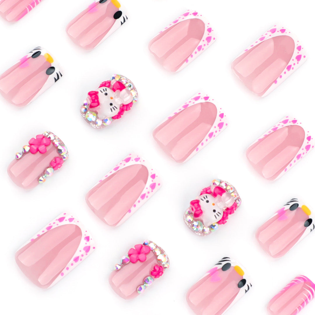 Artistic Nail Art with Animal Motifs and Glitter Accents Bowlift