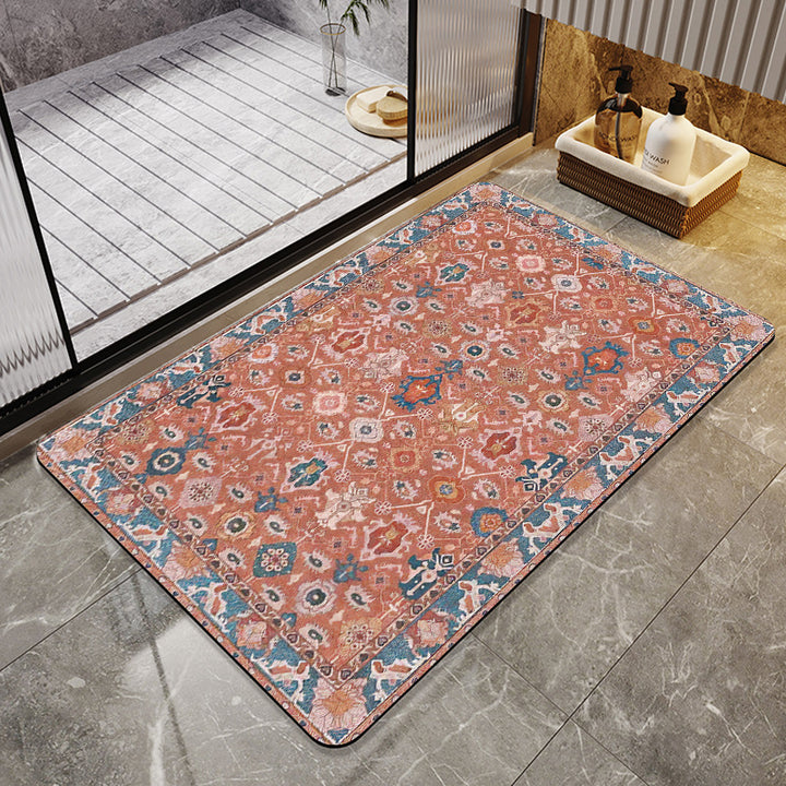Vintage Floral Design Bath Mat Bowlift