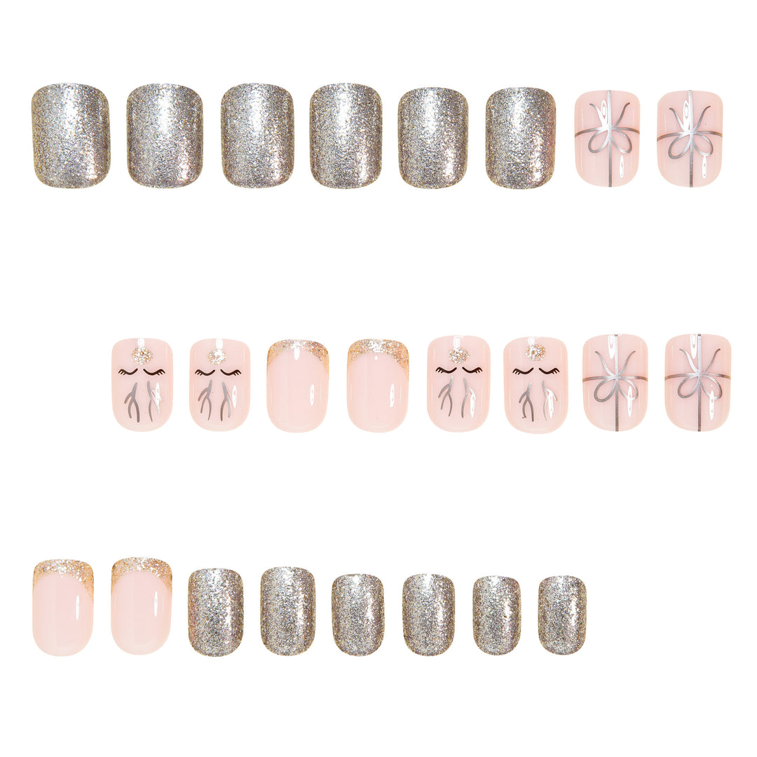 Elegant Festive Press-On Nail Art Set Bowlift