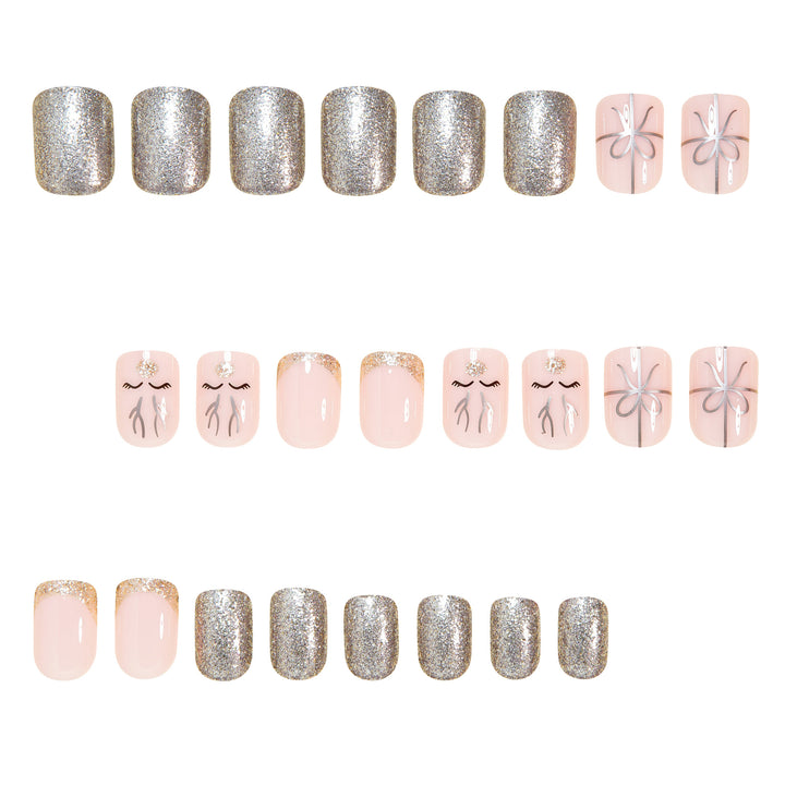 Elegant Festive Press-On Nail Art Set Bowlift