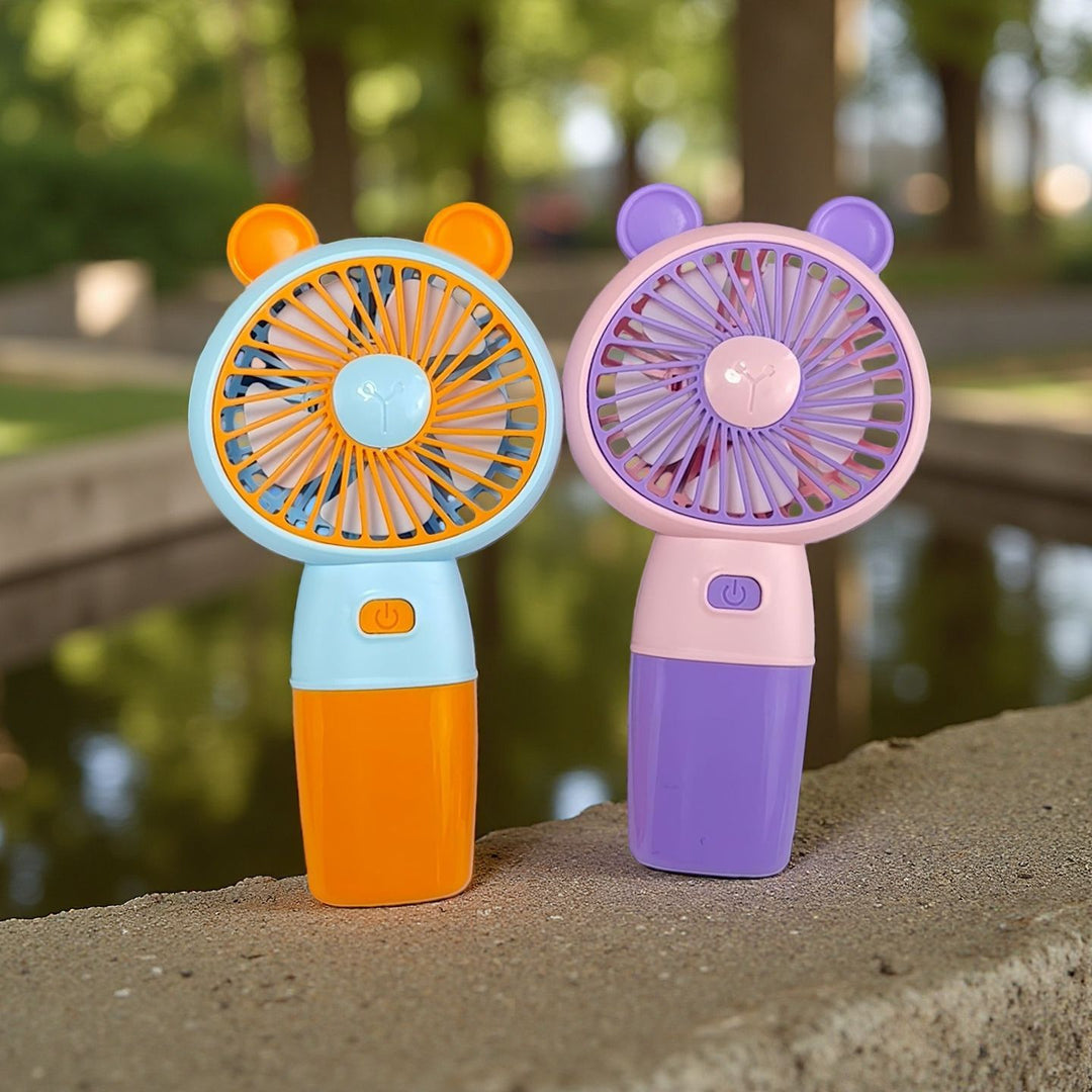 Ladies Portable Hand Fan with Animal Ears Bowlift