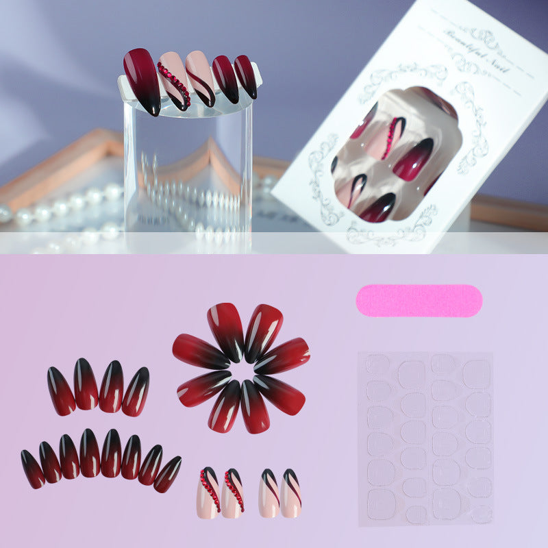 Nail set with elegant ombre design and creative decorations Bowlift