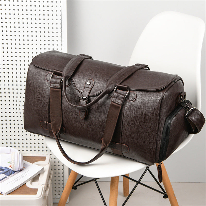 Premium Leather Weekender Duffel Bag Bowlift
