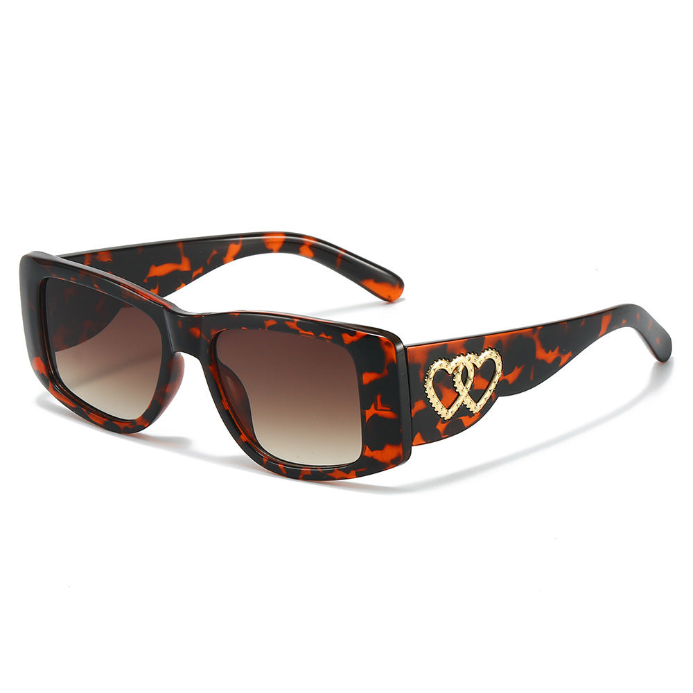 Heart-Embellished Square Frame Sunglasses Bowlift