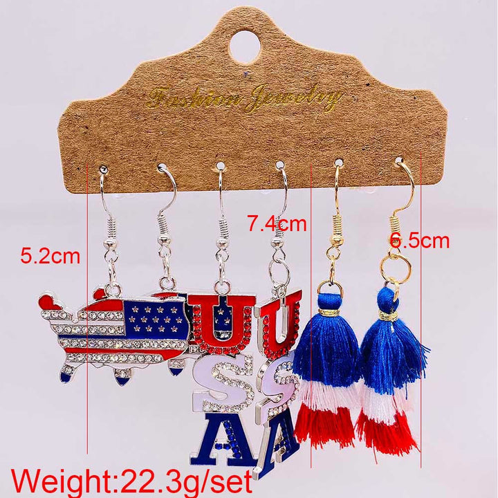 Women’s American-inspired earring set made of lightweight wood and acrylic with drop and letter charms Bowlift