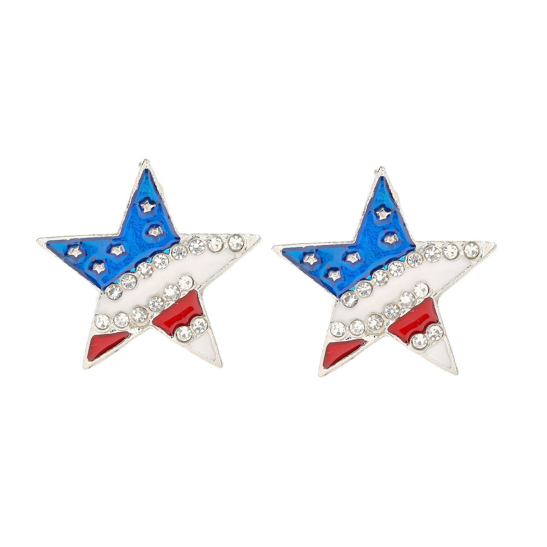 Ladies enamel earrings horseshoe with star stripe motif Bowlift