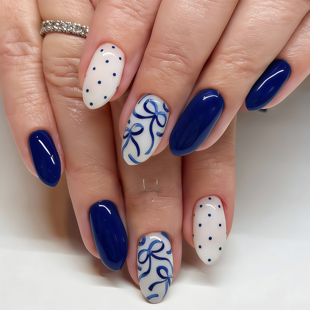 Artistic Bow and Dot Press-On Nail Set Bowlift