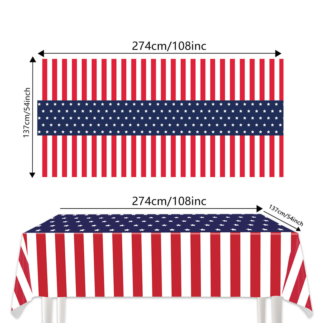 Unisex nan patriotic rectangular party tablecloth with stars and stripes waterproof disposable plastic Bowlift