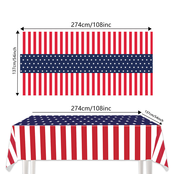 Unisex nan patriotic rectangular party tablecloth with stars and stripes waterproof disposable plastic Bowlift