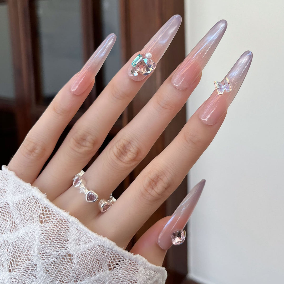 Premium Ombre Glitter Press-On Nail Set Bowlift