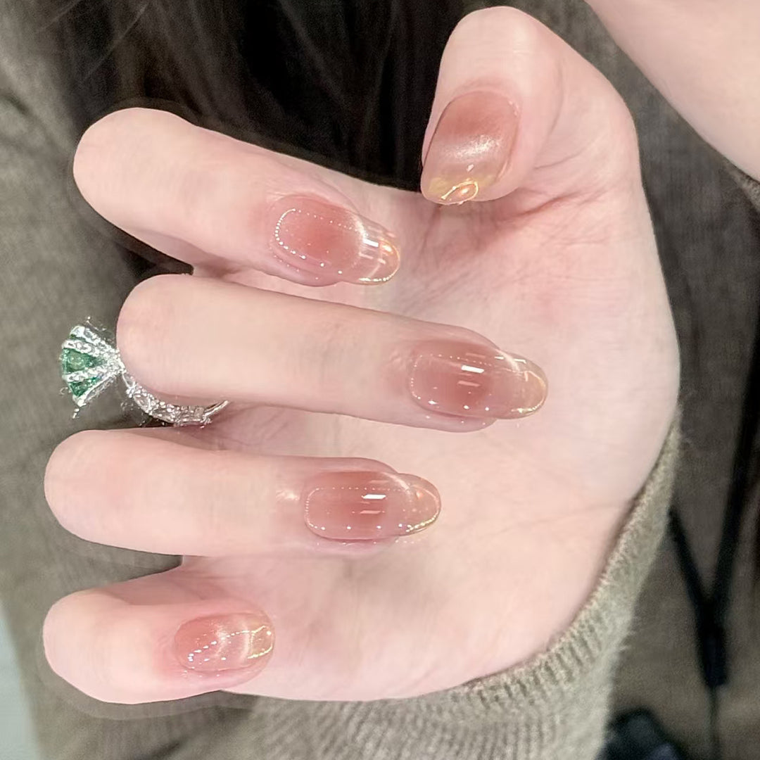 Elegant Glossy Press-On Nail Extensions Bowlift