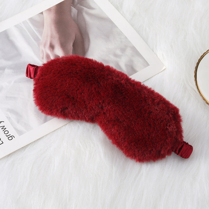 Women's cozy sleep mask made of plush with adjustable elastic band and lightproof inner lining Bowlift