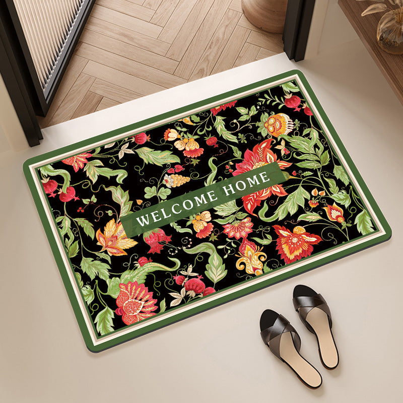 Vintage Floral Pattern Bath Mat Bowlift