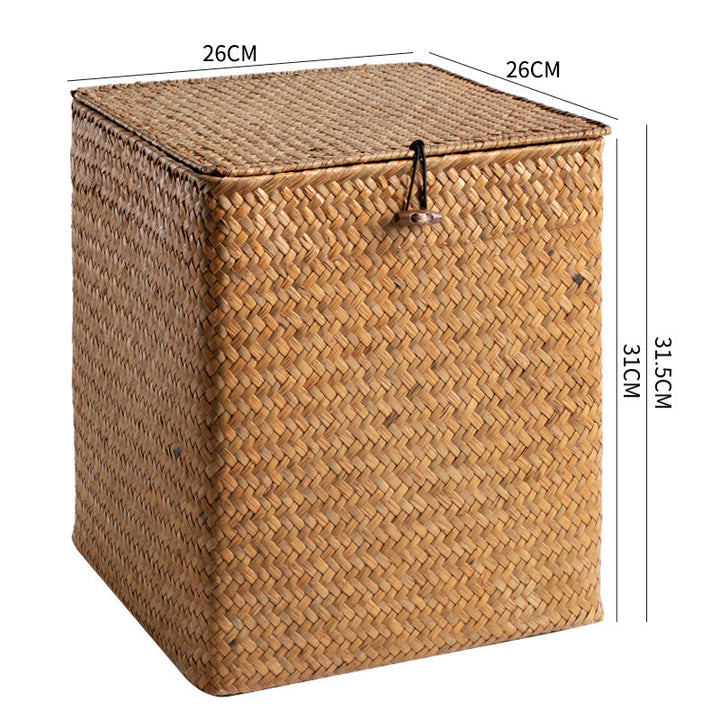 Unisex Rectangular Storage Basket with Lid made of Natural Material Bowlift