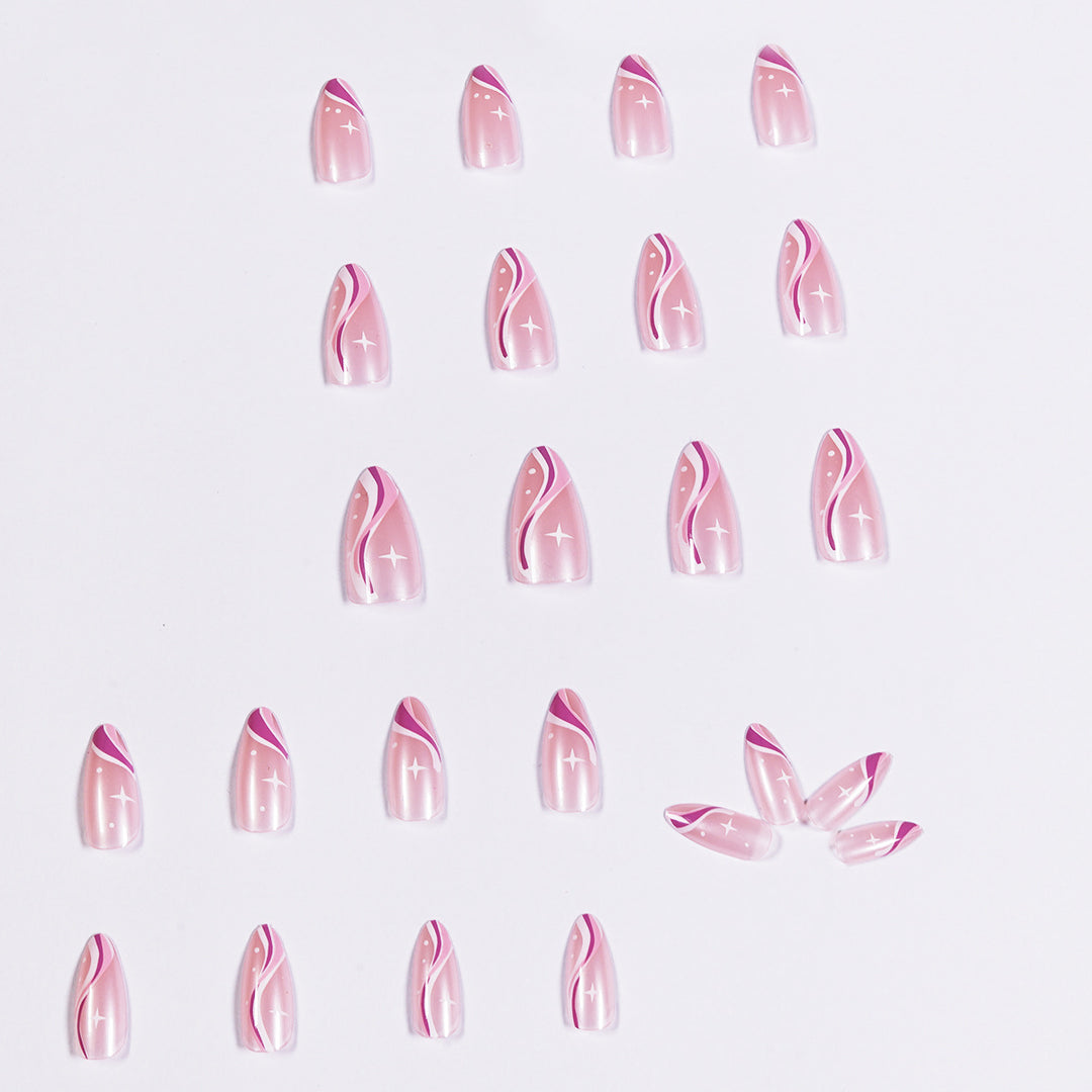 Elegant artistic nail extensions with delicate gradient and accented lines Bowlift