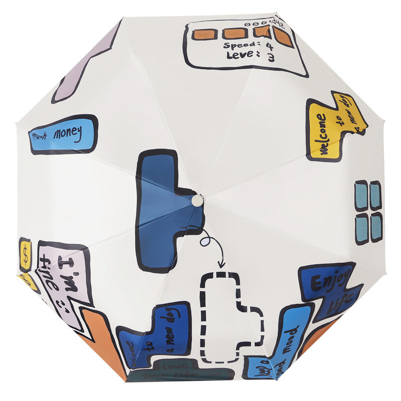 Women's Foldable Umbrella with Unique Graphic Design Bowlift