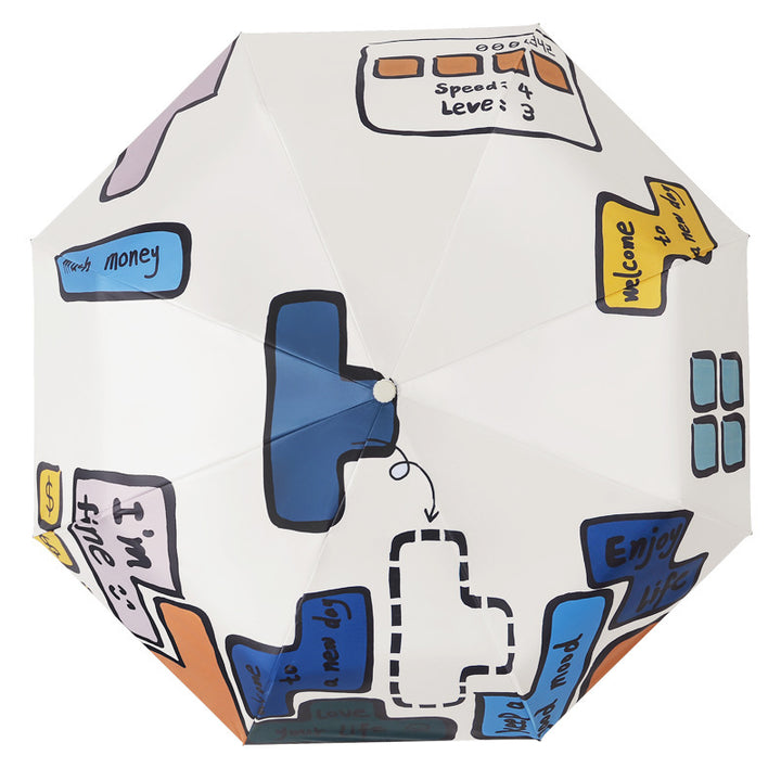 Women's Foldable Umbrella with Unique Graphic Design Bowlift