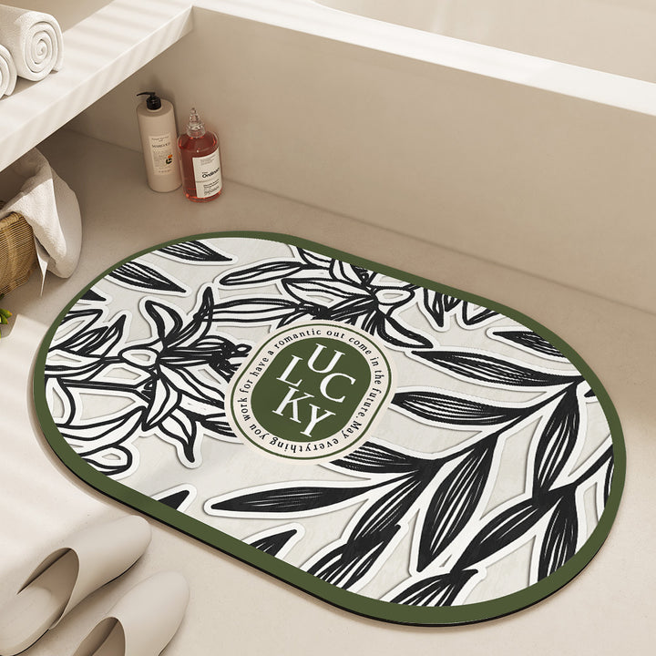 Oval Floral Bath Mat Bowlift