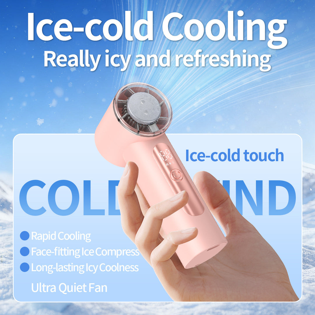 Unisex nan handheld cooling fan with ice cartridge and LED display Bowlift