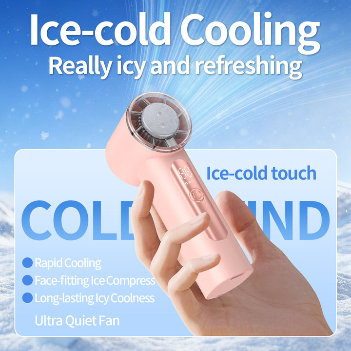 Unisex nan handheld cooling fan with ice cartridge and LED display Bowlift